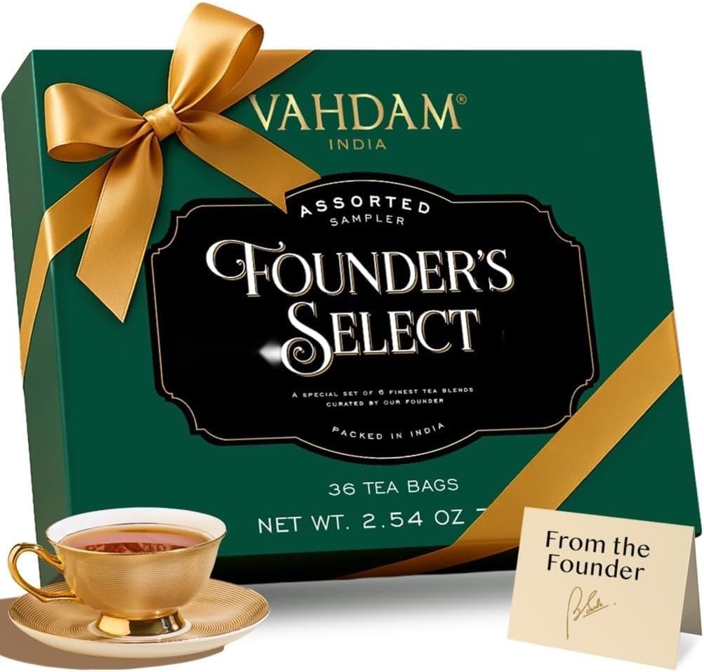 VAHDAM Founder's Selection Set Té | 6 Sabores, 36 Bolsitas
