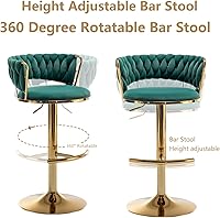Vista 39 de Gold Velvet Bar Stools Set of 4, Counter Height Barstools with Low Back, Swivel Bar Stool for Kitchen Island, Pub (Grey)