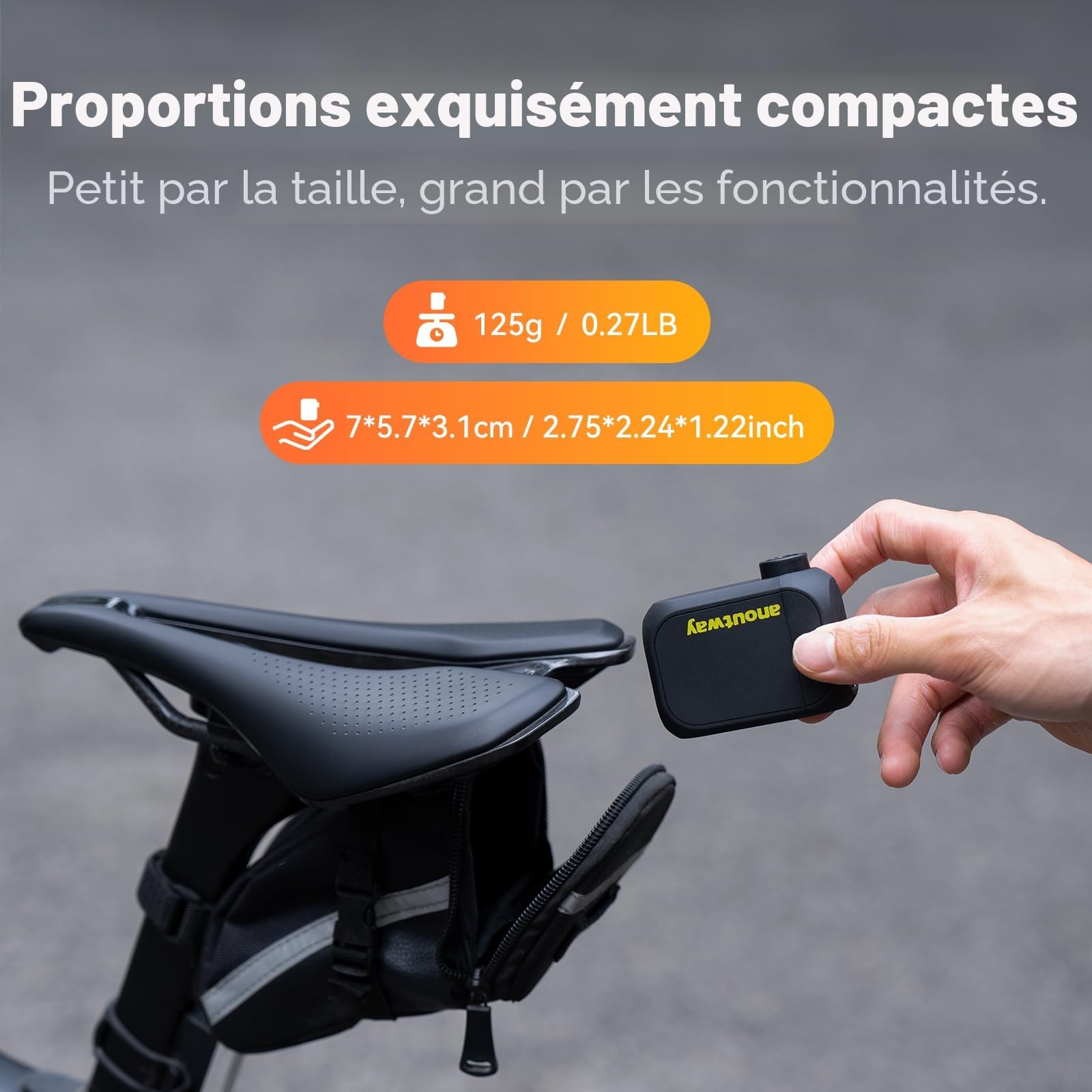 Mini Pompe à vélo électrique avec manomètre numérique AT1 Pro, arrêt automatique pour VTT et vélo de route
