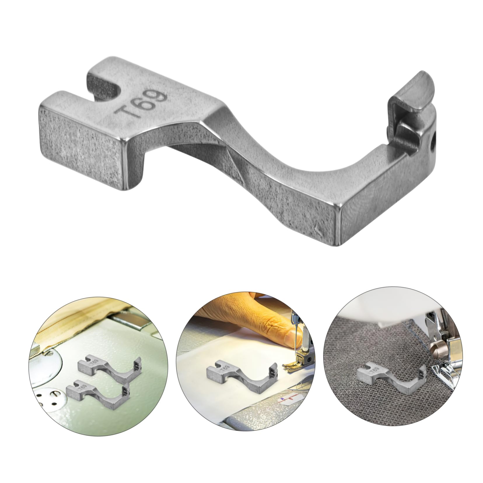 Pied-de-biche pour Fermeture Éclair Industrielle T69 Réglable, 2 Pièces | Compatible Brother, Design Unilatéral avec Rainure, Accessoire pour Machine à Coudre Industrielle