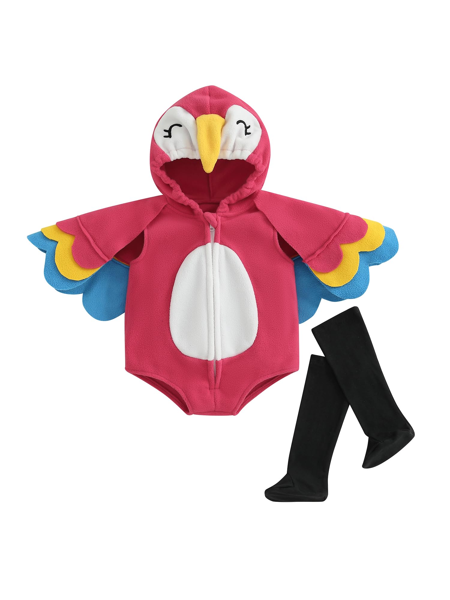 SANSIWU Newborn Baby Halloween Animal Costume Boy Girl Cute Zip Up Hooded Infant Bird Costume Fall Winter Clothes Halloween Gifts (Red, 12-18 Months)