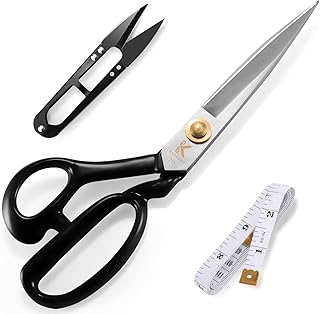 Left Handed Sewing Scissors 10 inch Fabric Shears Professional Dressmaking Scissors, High Carbon Steel Heady Duty Scissors for Leather Sewing, Fabric Cutting, Threading Cutting, Artwork(White)