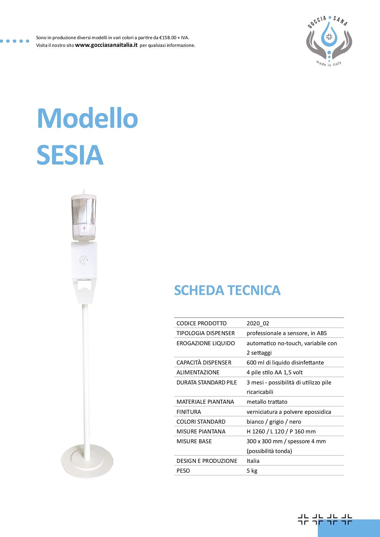 Dispensador automático Gocciasana | dosificador automatico gel hidroalcoholico | soporte gel hidroalcoholico