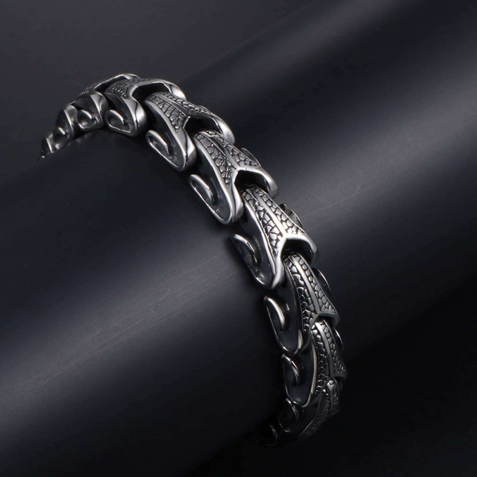 Brazalete de Acero Inoxidable Hombre,Brazalete Hombre Gotico Pulsera de Hombre 19cm Brazalete 10.9 mm Pulseras de Hombre de Plata