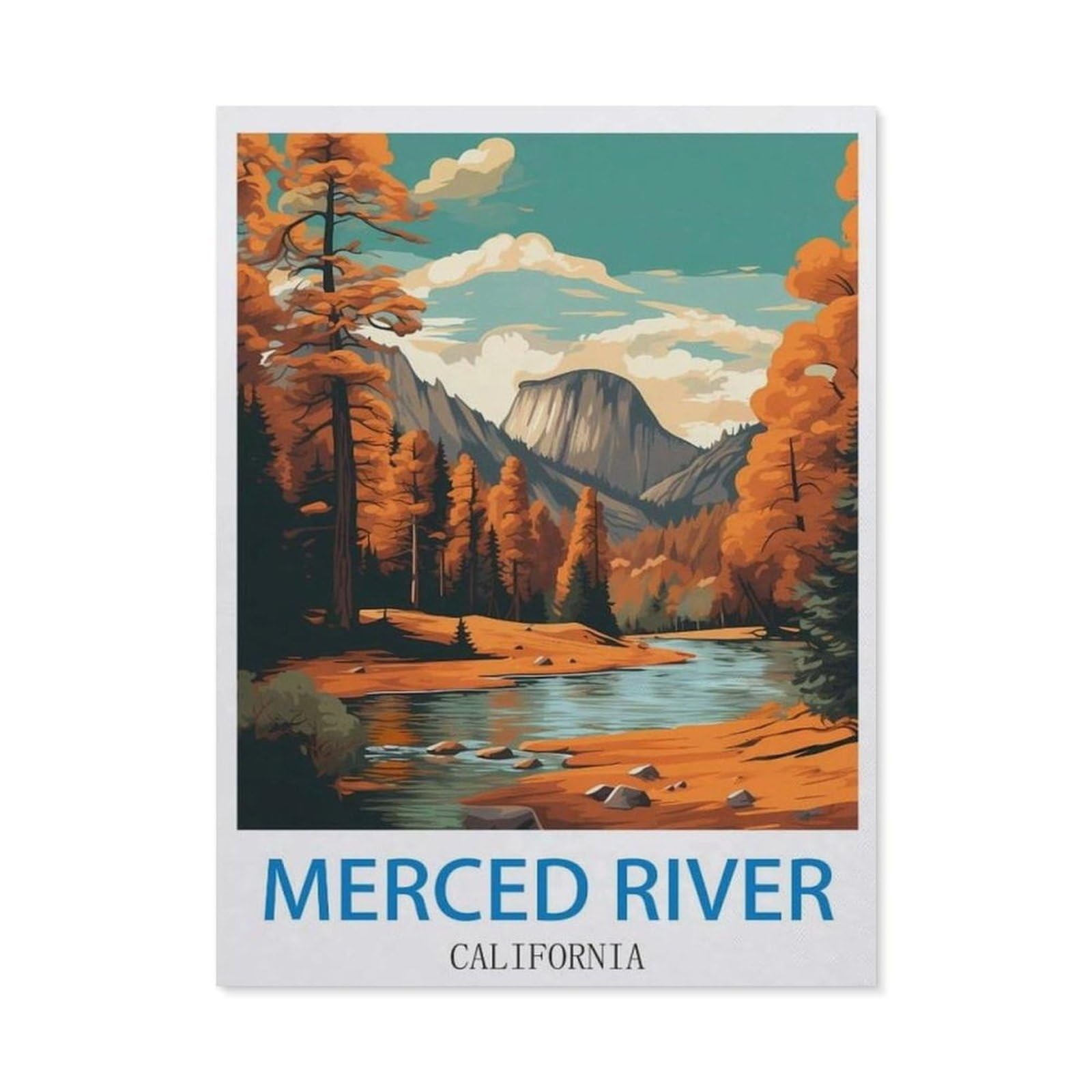 BEAYODKP 5D DIY Diamond Painting，Merced River California，Art Living Room Wall Decoration Gift（50 x 60 cm/19.68 x 23.62 inches）-CL27