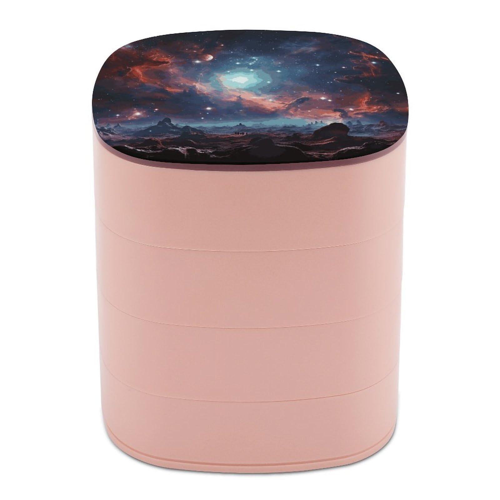 JTREHY Space with Cluster Jewelry Box 4-Layer Covered Rotating Jewelry Storage Box Large Capacity Storage Boxes Portable Jewelry Case for Bracelets Earrings Necklace