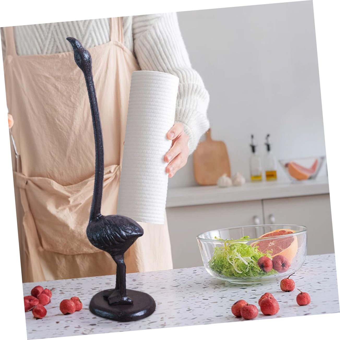 Retro Flamingo Papierhandtuchhalter Praktischer Küchenrollenständer Rutschfestes Design Aus Robustem Metall Für Badezimmer Wohnzimmer Und Küche Platzsparend Einfache Handhabung