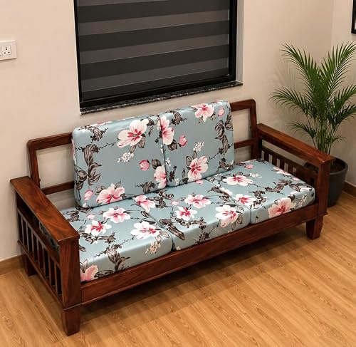 ohello® Stretchable/Spandex Printed Sofa Slip Cover, Pack of 5 Sofa seat Covers can use for livingroom, Couch, Wooden Sofas & Offices (Pink & Black, SSC_905)
