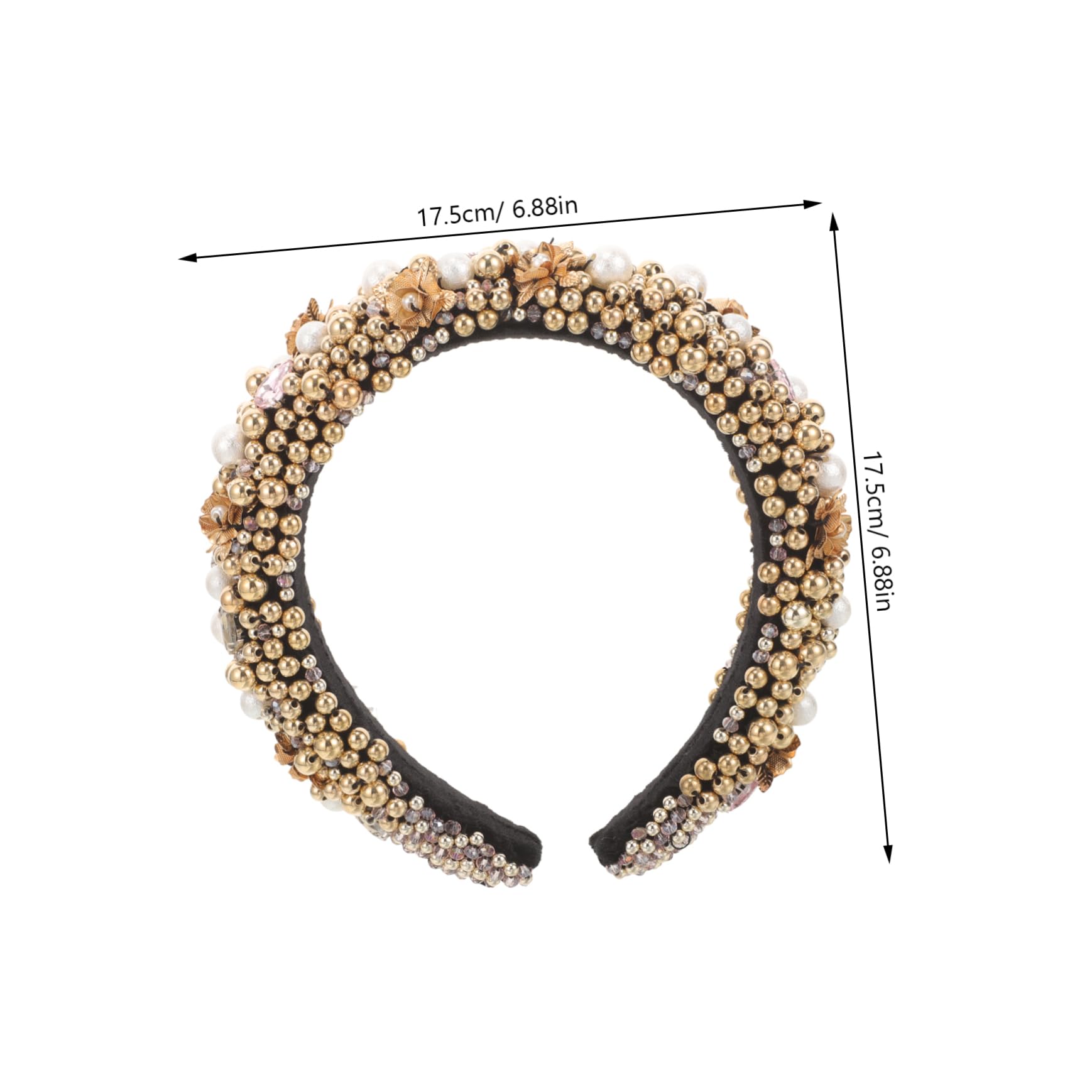 Diadema Ancha Barroca Cuentas y Cristales para Mujer