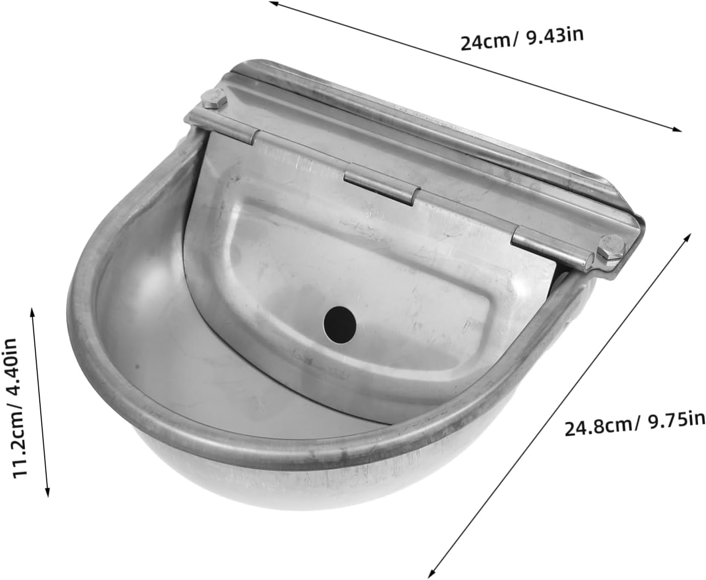 Toyvian Automatic Stainless Steel Animal Waterer with Float Valve Durable Farm Water Bowl for Cattle Pigs Sheep Horses Outdoor Pets Capacity Automatic Water Dispenser