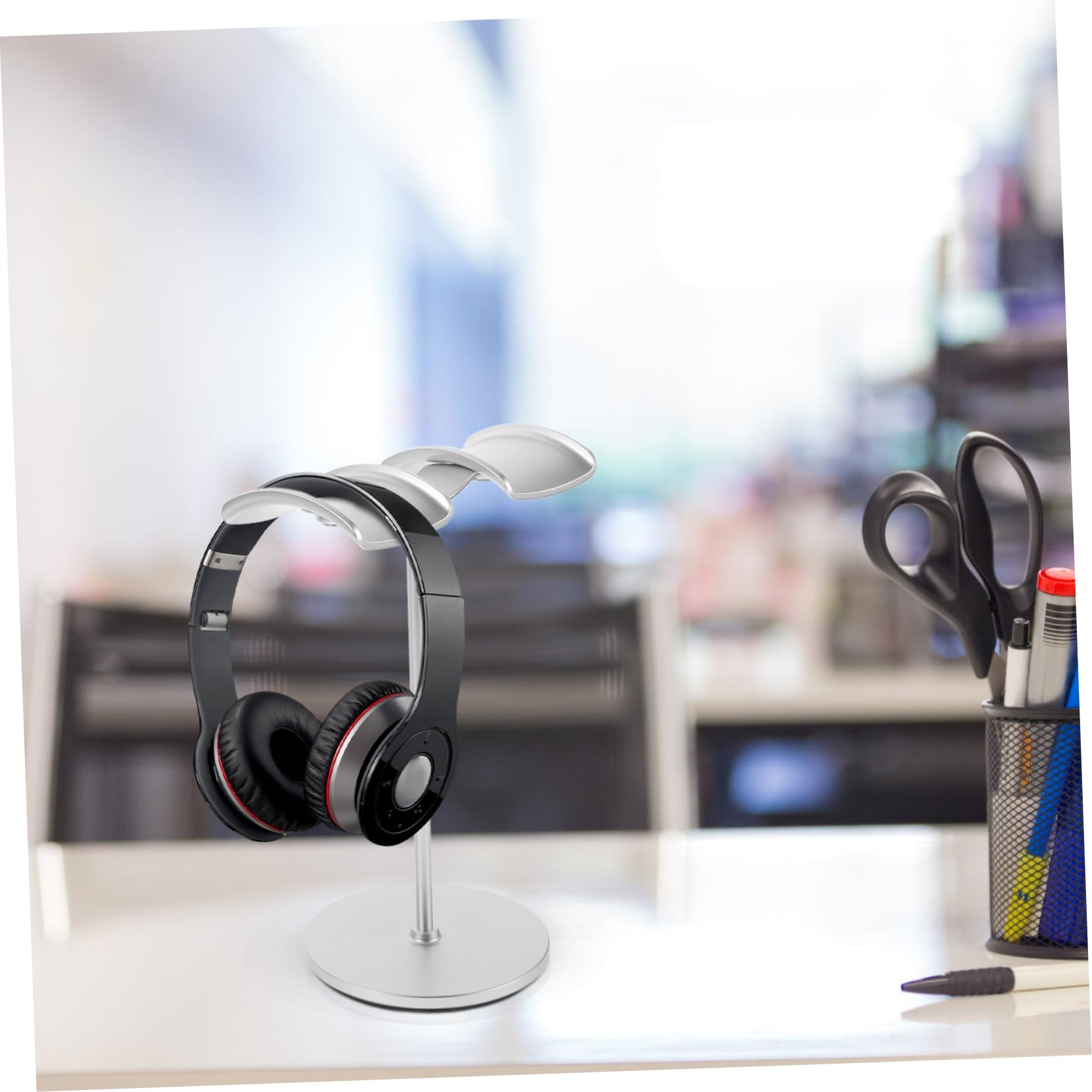 SHINEOFI 2piezas Soporte De Exhibición Para Auriculares De Escritorio Soporte Para Auriculares Estable Material De Aluminio Color Negro Para Estudio o Sala