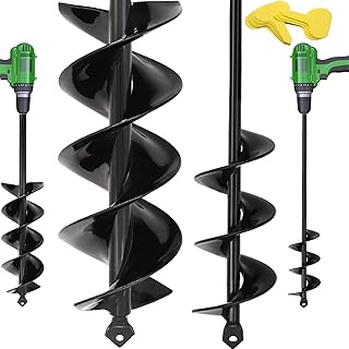 TCBWFY Auger Drill Bit for Planting,2 Set Solid Core Shaft Garden Auger Spiral Drill Bit,Planting Auger for Bulb Planting Bedding Plants,Hole Digger for 3/8”Hex Drive Drill(3"X16.5" and 1.6"X16.5")