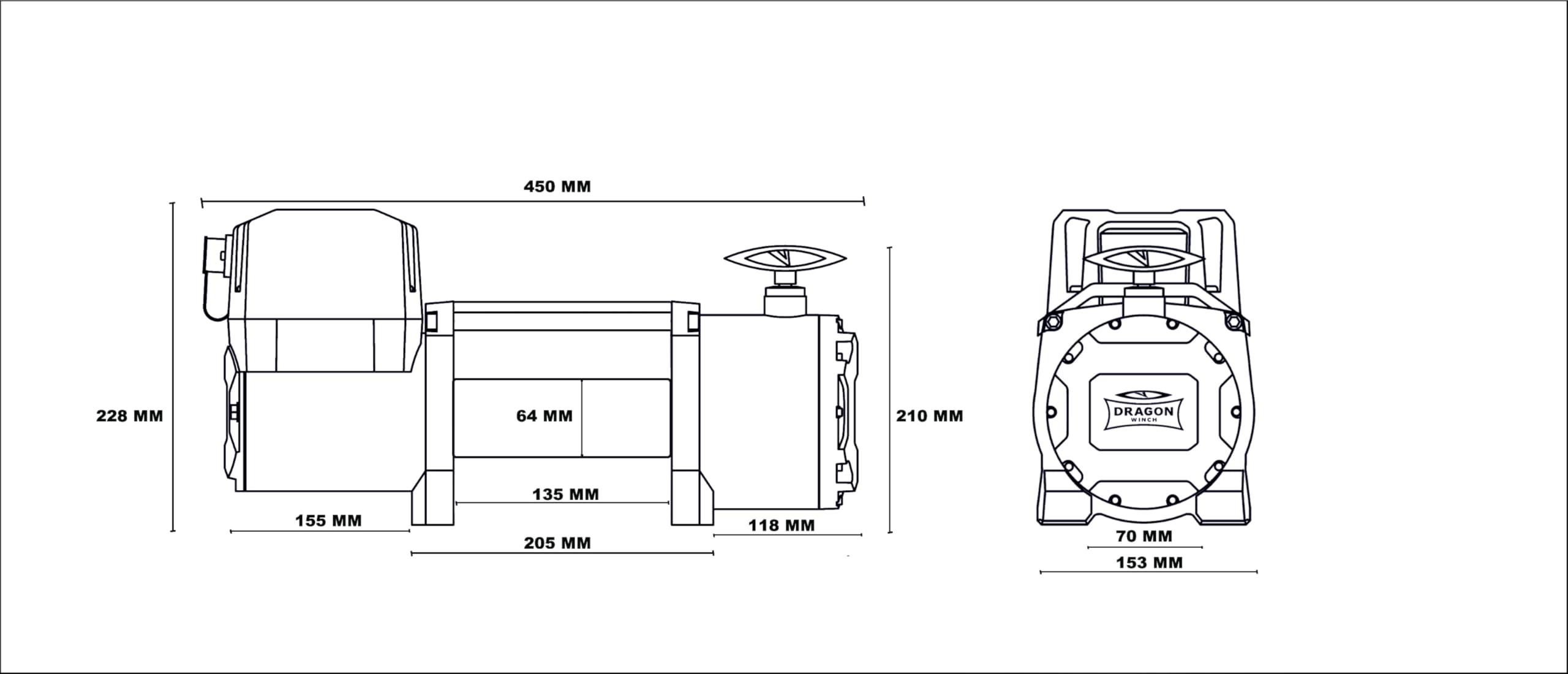 Verricello Elettrico Maverick 12V 10000 lbs (4536 kg) Cavo in Acciaio 24m DRAGON WINCH