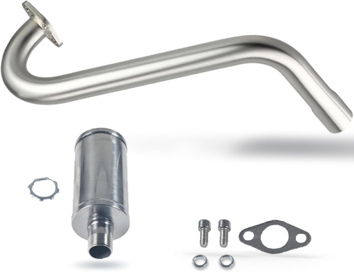 Upgrade Right Long Exhaust Pipe With Muffler For Coleman CT100U CC100X 98cc For FRP GMB100 Mini Bike For Predator 79cc 3hp Engine Mini Bike Silver
