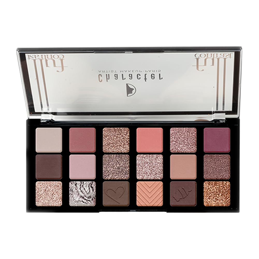 Character 18-Color Eyeshadow Palette - Highly Pigmented Nudes & Bold Shades | Matte, Satin, Glitter & Metallic Finishes | Long-Lasting, Blendable Formula for Versatile Eye Looks-image-6