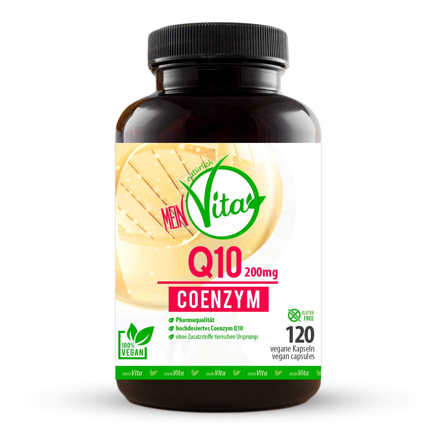 Coenzym Q10, 100% Vegan, extra hochdosiert mit 200mg pro Kapsel - 120 Kapseln im 4 Monatsvorrat, Bioaktiv, Premium Q10 | hochdosiert, 4 Monatsvorrat, ohne Gelatine