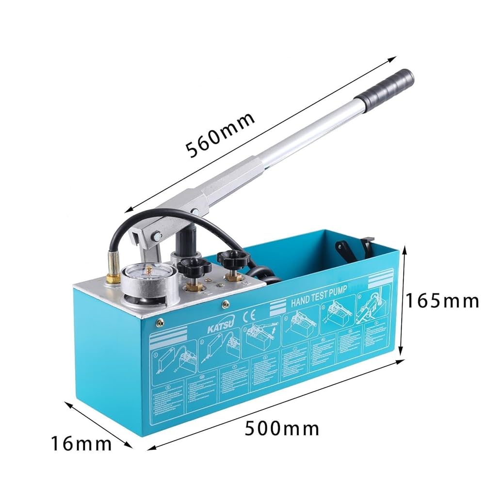 Pompa Di Prova Pressione KATSU - Tester Idraulico Manuale 5L 0-50Bar | Per Impianti Acqua Calda/fredda | Strumento Da Idraulico Professionale