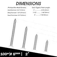 Vista 29 de QISHENG Black Head 100 PCS #4x1/4(0.25 pulgadas) Tornillos Phillips para Madera de Cabeza Redonda de Acero Inoxidable, Tornillo de Acero Inoxidable