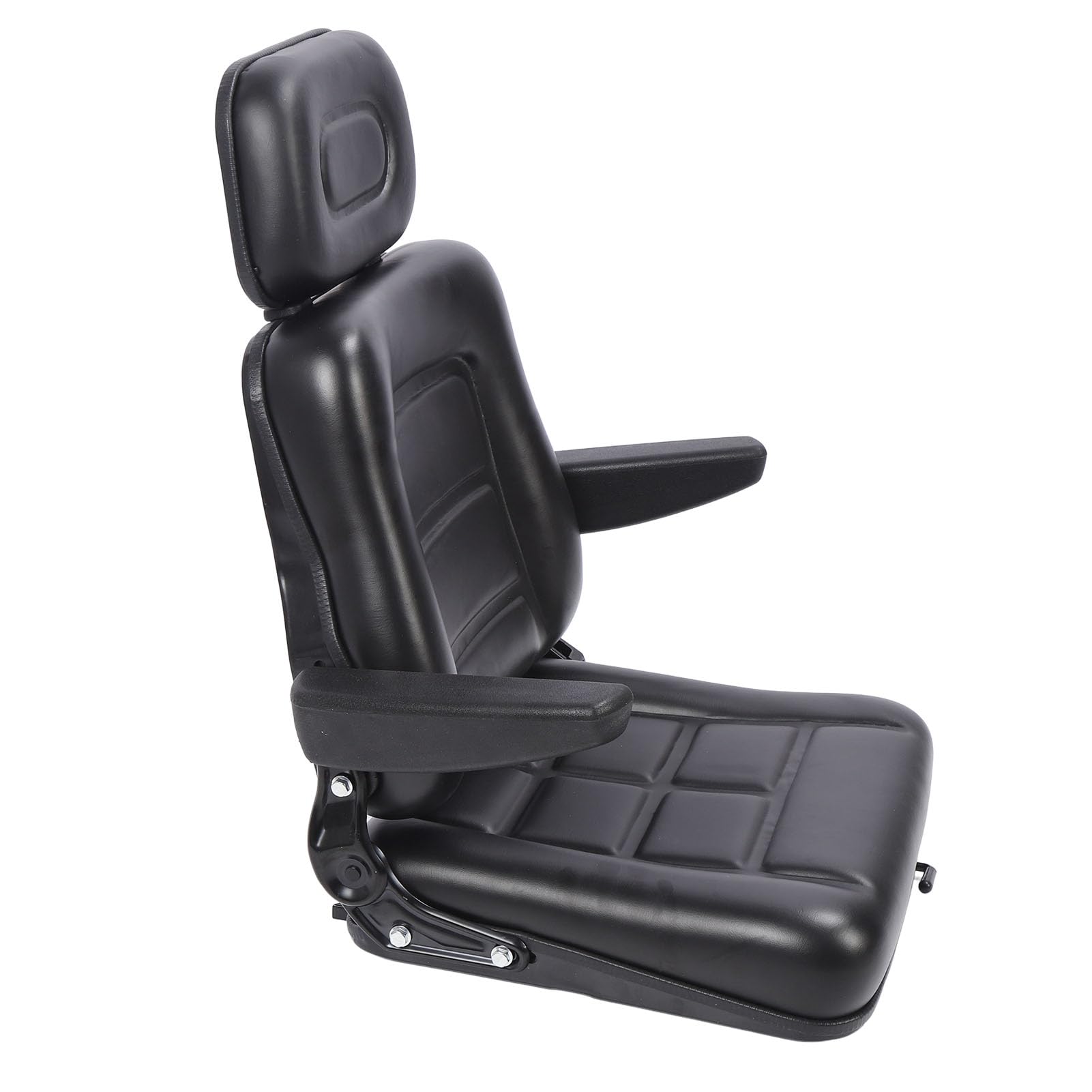 Sedile per Trattore Regolabile Universale Carrello Elevatore Escavatore Dozer Nero (Con Bracciolo)