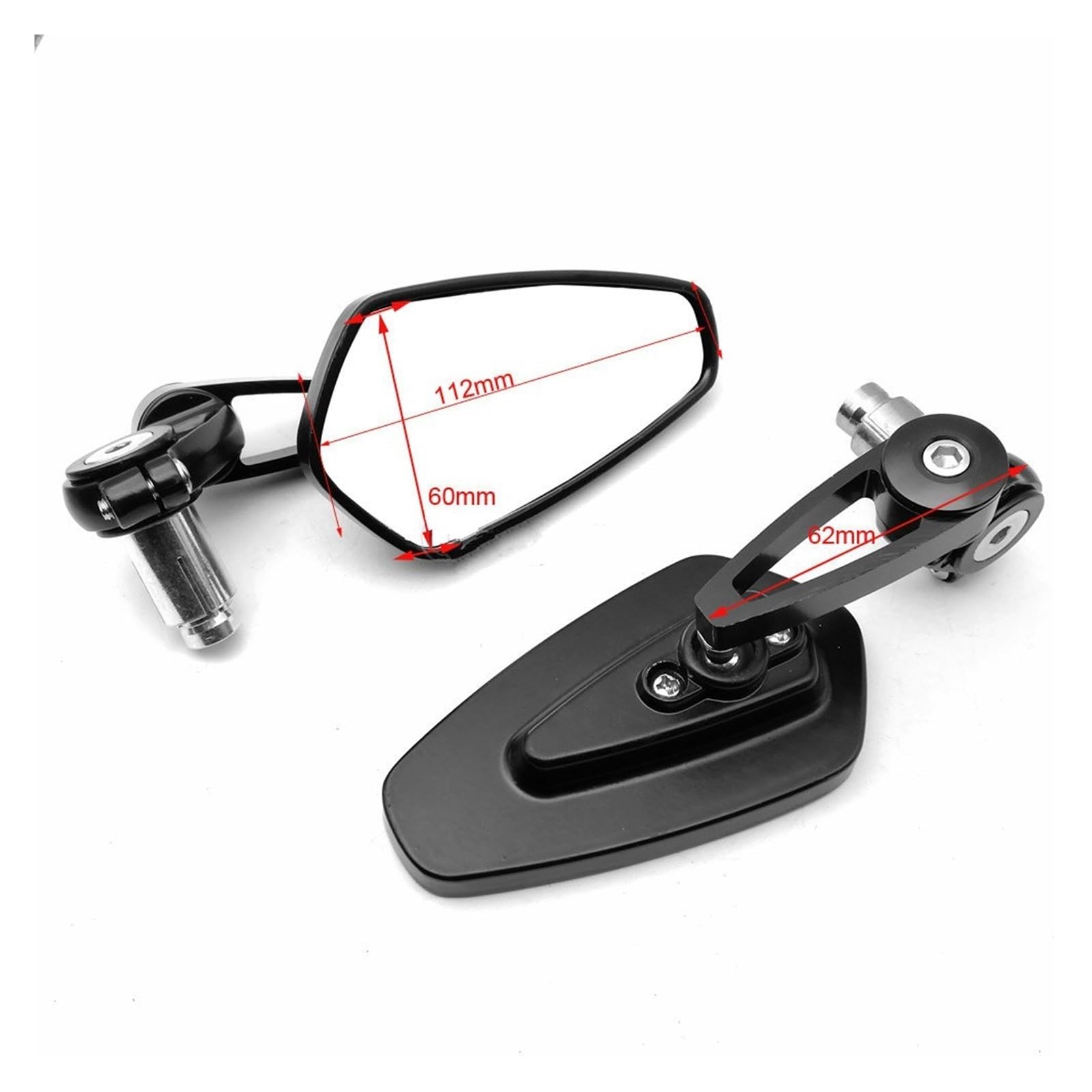 składane lusterka wsteczne Uniwersalny zestaw 1 7/8" 22mm aluminiowy uchwyt na kierownicę do motocykla, lusterka boczne, regulowane 360 ​​stopni, do sportowego, ulicznego(5)