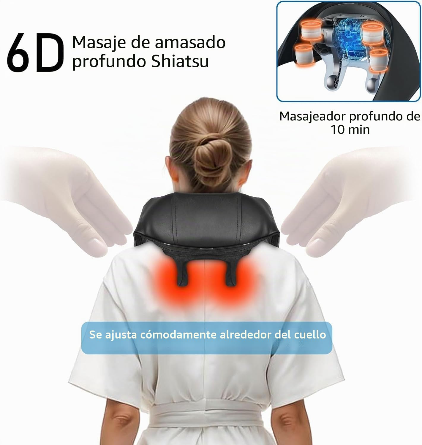 BIBIRE Masajeador de cuello con función de calor, masajeador Shiatsu 4D de tejido profundo, para hombros, piernas, cuerpo, alivio del dolor muscular, hogar, oficina y coche