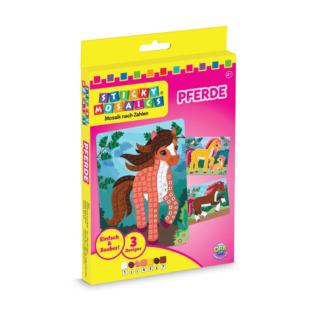 Sticky Mosaics ORB Travel Pack Pferde Mosaik Klebebilder Reisespiele für Kinder Bastelset Geschenke für Mädchen & Jungen, Moosgummi Aufkleber Beschäftigung Geschenkideen Deko basteln ab 4 Jahre