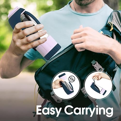 Miniatura 3 de SUPERDESIGN - Botella de agua azul portátil para perros con contenedor de alimentos, botella de agua de viaje para perros, fácil de usar, diseño a