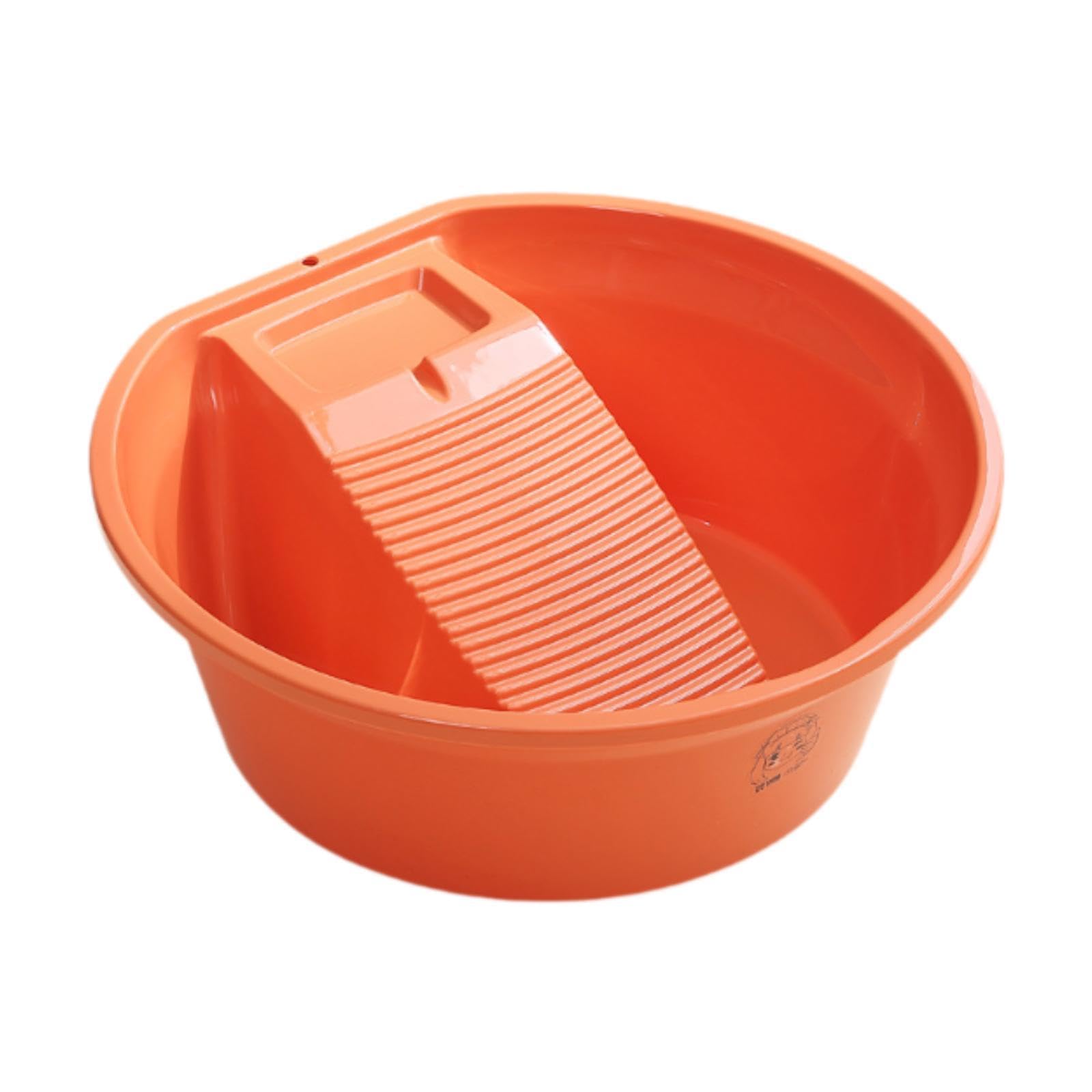 Lavabo Portátil con Cubeta de Lavado Estable Recipiente Práctico para Lavado a Mano Tabla de Lavar Integrada Accesorio para Higiene Personal Adecuado, Naranja, Individual