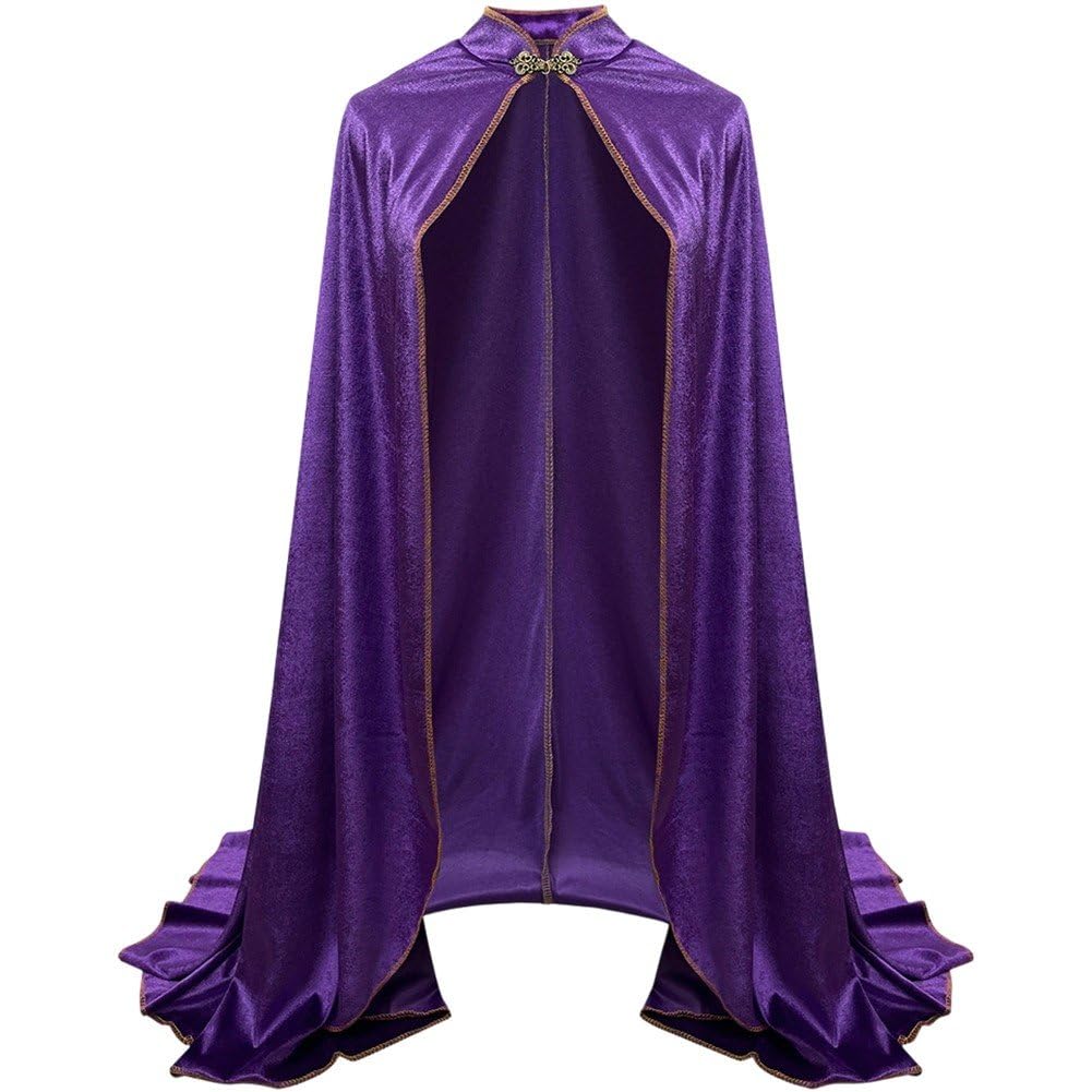 Cape cosplay Halloween costume de princesse médiévale à capuche et col montant pour femme