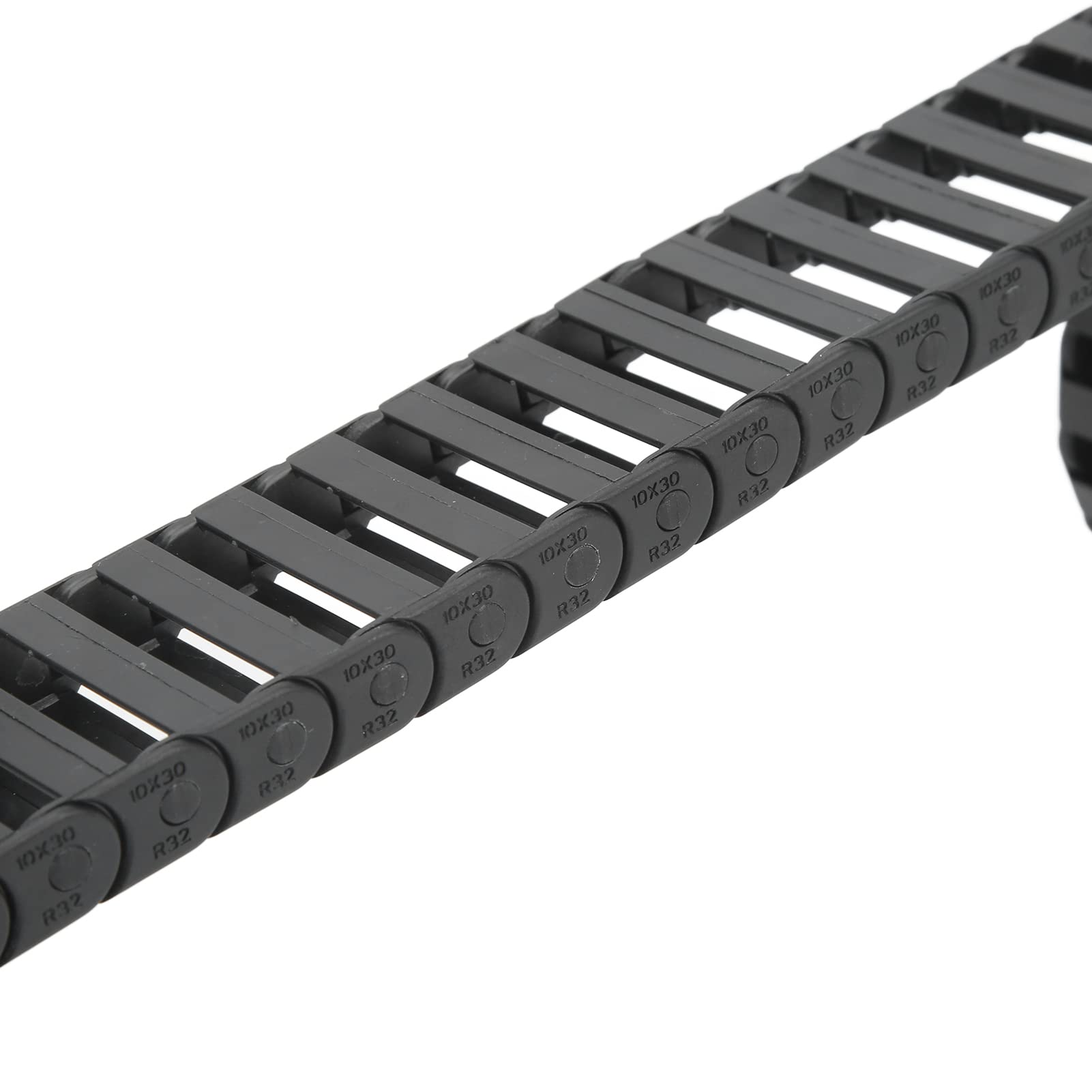R32 10 X 30mm Wewnętrzny łańcuch do Przeciągania, 1 Metr Długości Czarny Plastikowy Elastyczny Przewód Kablowy z Końcowym łańcuchem Kablowym do Maszyn Elektrycznych, Drukarki 3D, Grawerów CNC