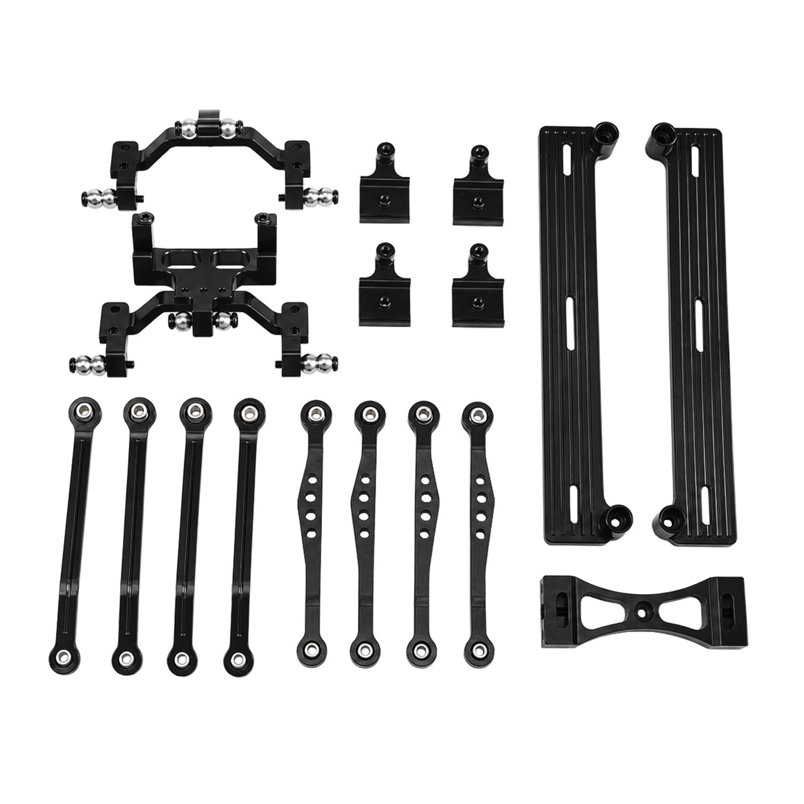 TISHITA Children Play Vehicle Kit Sterzo Collegamento Auto RC Pezzi Modello 1/16 Accessori Lega per Collegamenti Telaio Tiranti Lunghi Corti Supporti Barra, Nero