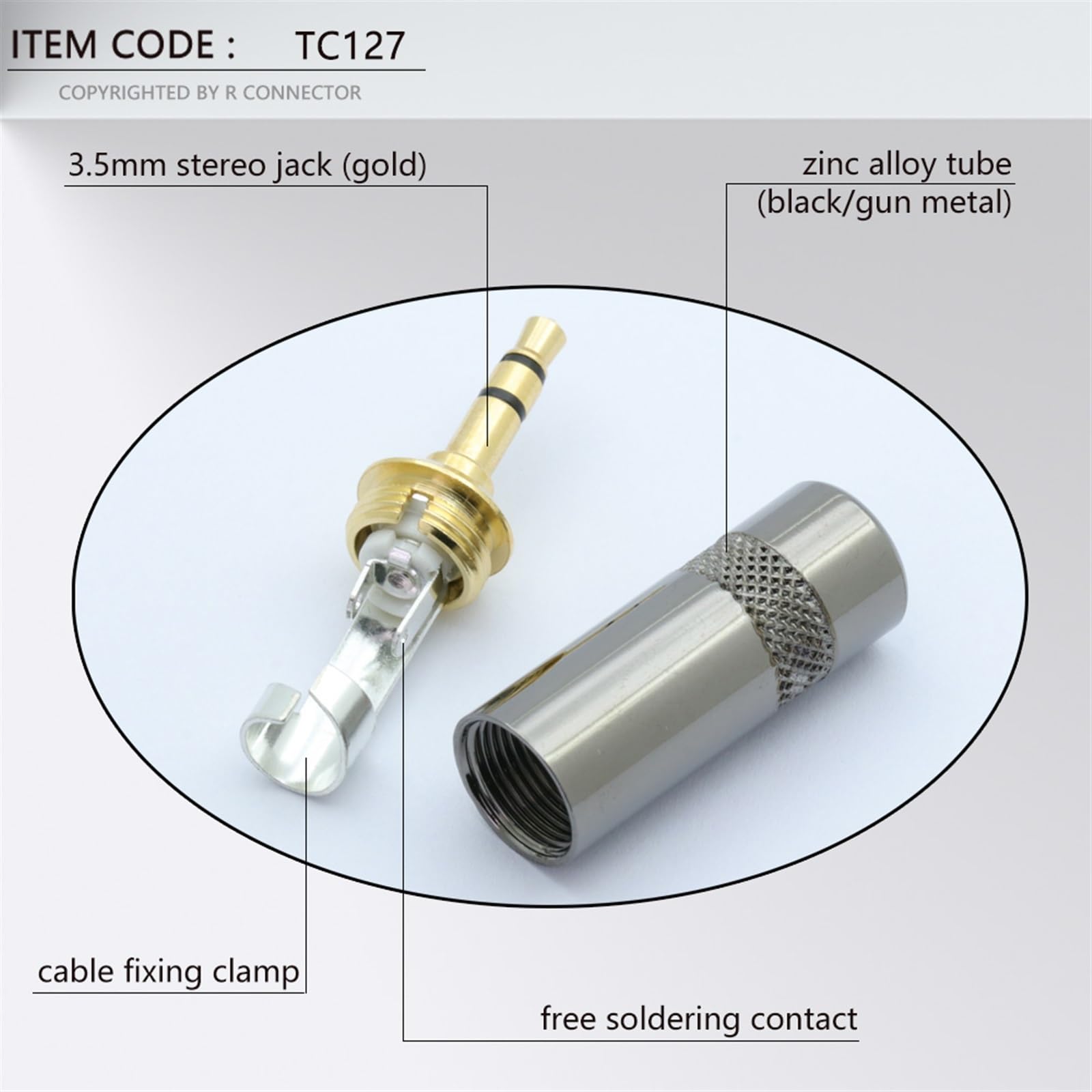2 connettori jack stereo da 3,5 mm, 3 poli, 3,5 mm, spina maschio, tubo in bronzo, per cavo di cuffie audio da 8,5 mm, fai da te (argento)