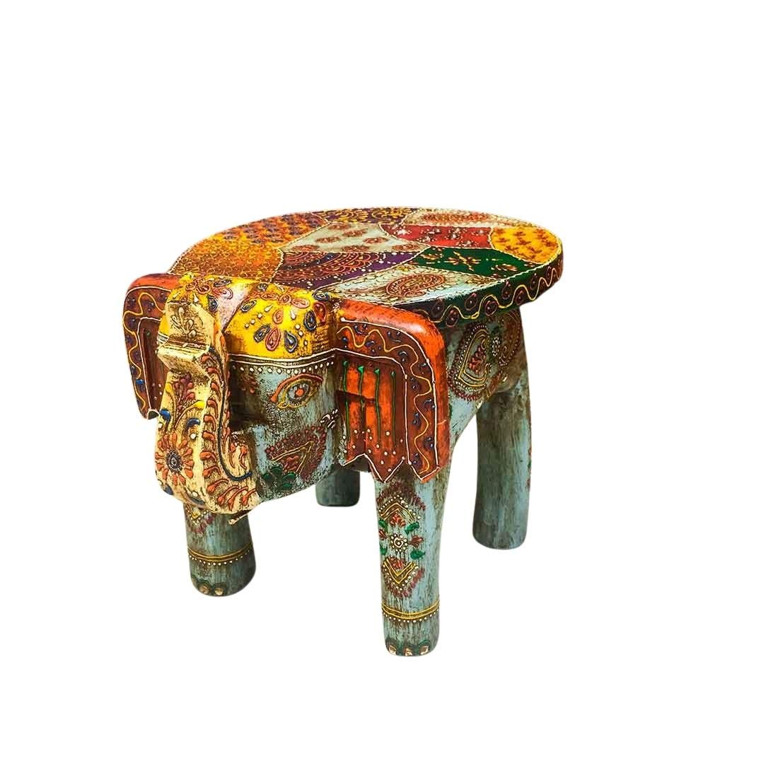 Apka Mart The Online ShopHandcrafted Wooden Elephant Showpiece for Home Decor (10 Inch; Blue)