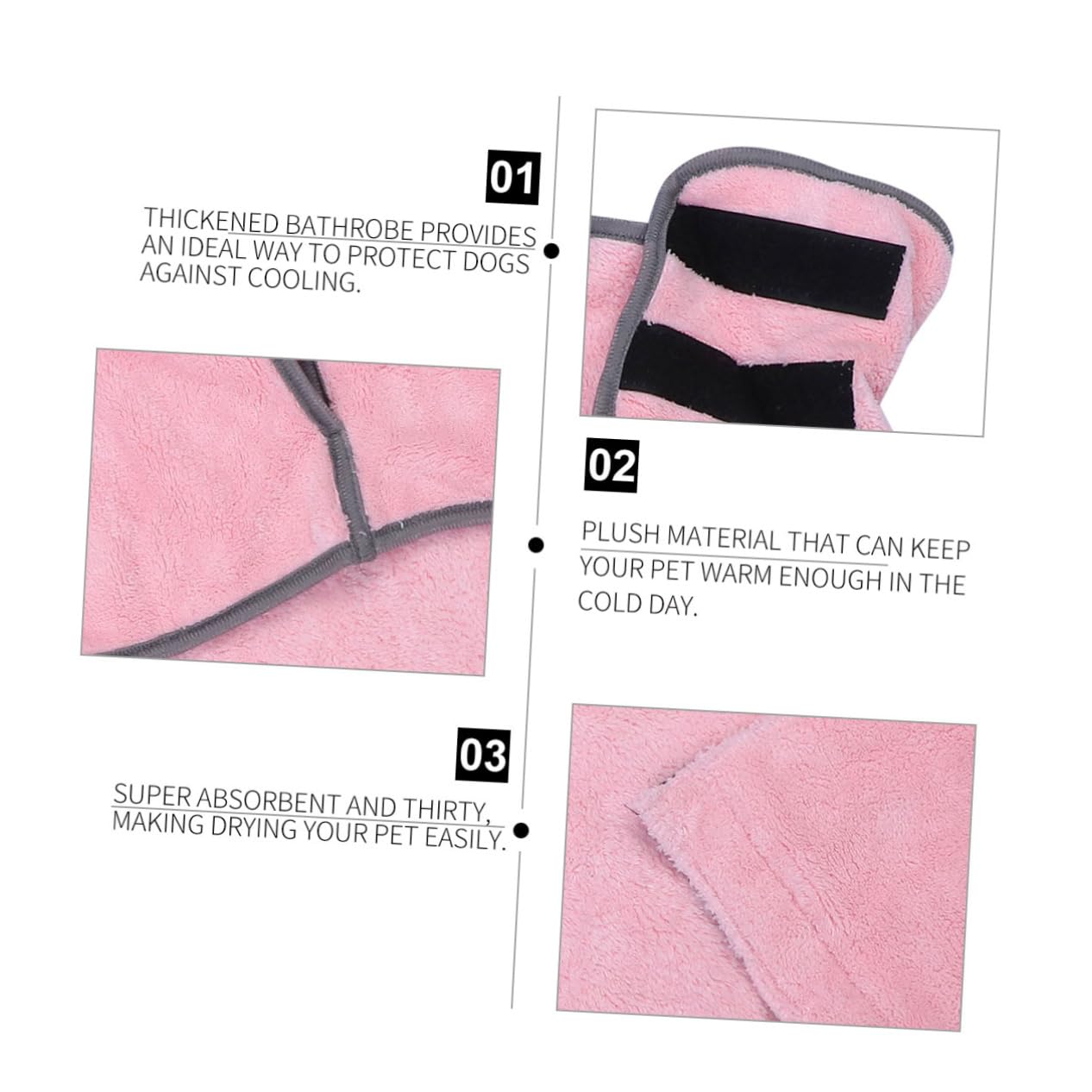 Toddmomy 3 Pièces Peignoir pour Chien de Bain pour Chien Serviette pour Chien Super absorbante Peignoir Chiot Absorbant Robe de séchage pour Animaux de Compagnie Rose