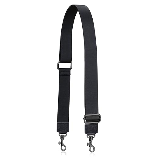 Allzedream Thick Purse Strap Wide Adjustable Replacement Crossbody Bag Handbag (Black-GBH-Leather tip)