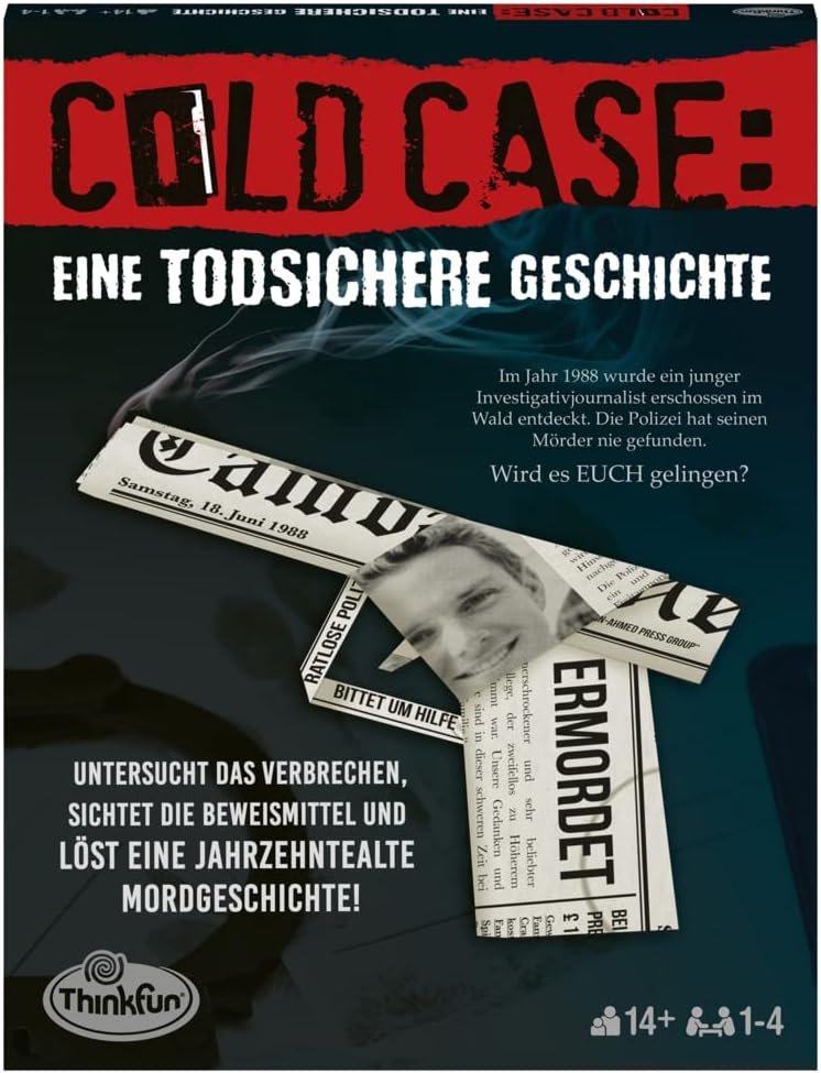 ThinkFun - 76464 - Cold Case: A surefire Story. The Crime in Your own Home. Who Finds The Killer? A Puzzle Game for one or in a Group from 14 Years