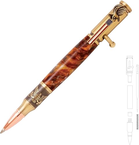 Miniatura 6 de Penn State Industries PKCP8AEAP - Kit de bolígrafo de acción patriótico grabado con perno de águila calva (1, peltre antiguo)