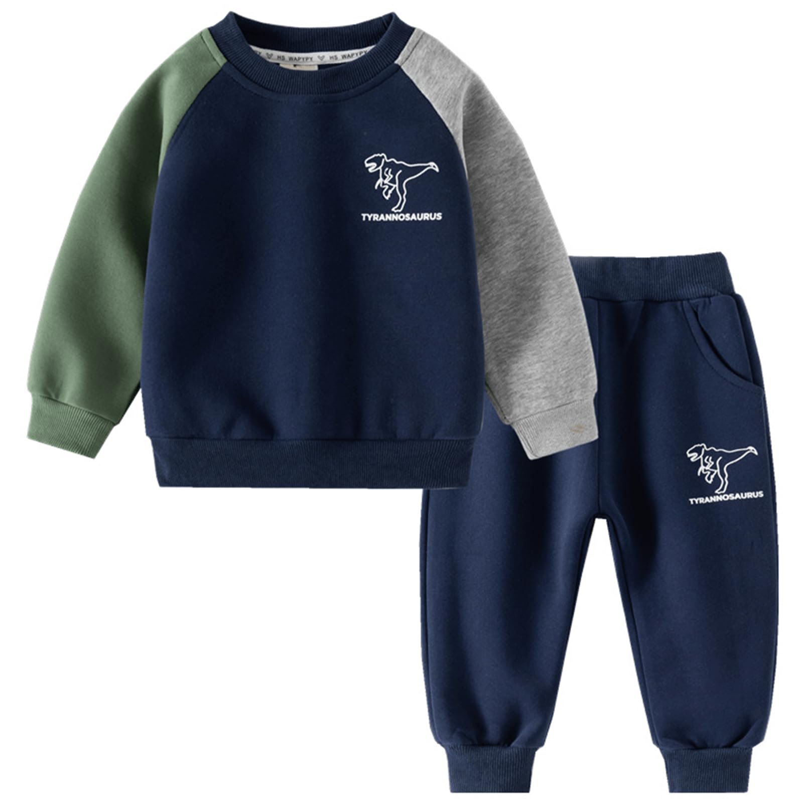 Volunboy Conjunto de ropa de dinosaurios para niño pequeño, sudadera + pantalones de jogging 2 piezas conjunto