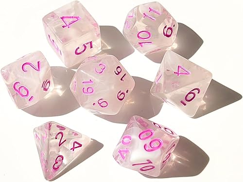 vvpesca DND - Juego de 7 dados poliédricos para TTRPG, Calabozos y Dragones, Juegos de rol - Dados del sistema D20 Barbie Pink DiceIvory-Pink