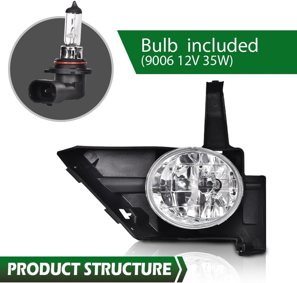 GRAND ORANGE Fog Light Compatible With 2005 2006 Honda CRV Clear Driving Fog Lights Bumper Lamps Pair+Switch Clear Leans