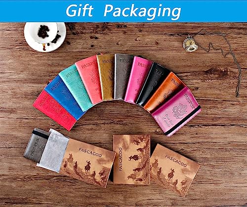 Airtag Passport Holder Cover Wallet Travel Essentials RFID Blocking Leather Card Case International Must Haves Travel Accessories for Women Men(119#Black)