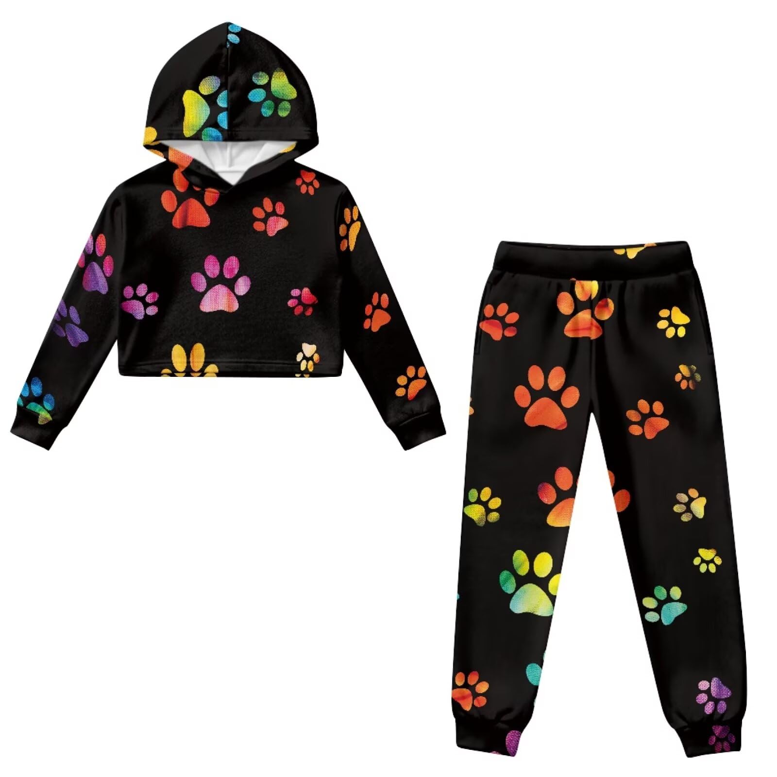 Dziewczęcy kombinezon dresowy, 2-częściowy zestaw z kapturem z długim rękawem, bluzy i spodnie dresowe, dziecięca bluza z kapturem, jesienny dres dla dziewczynek
