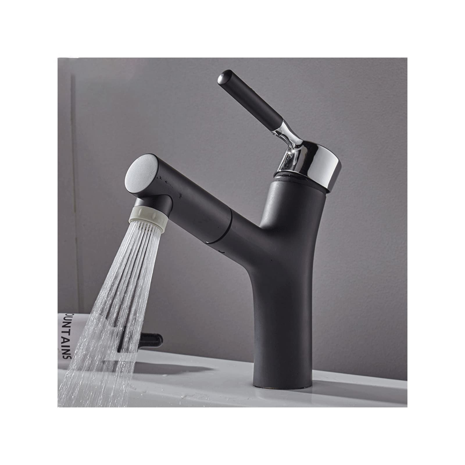 Grifo de baño Grifo de Lavabo de baño extraíble Grifo Monomando de Lavabo Giratorio de Agua fría y Caliente, Aireador de Grifo de Lavabo de latón Grifo de Fregadero de Recipiente para baño, Cromado