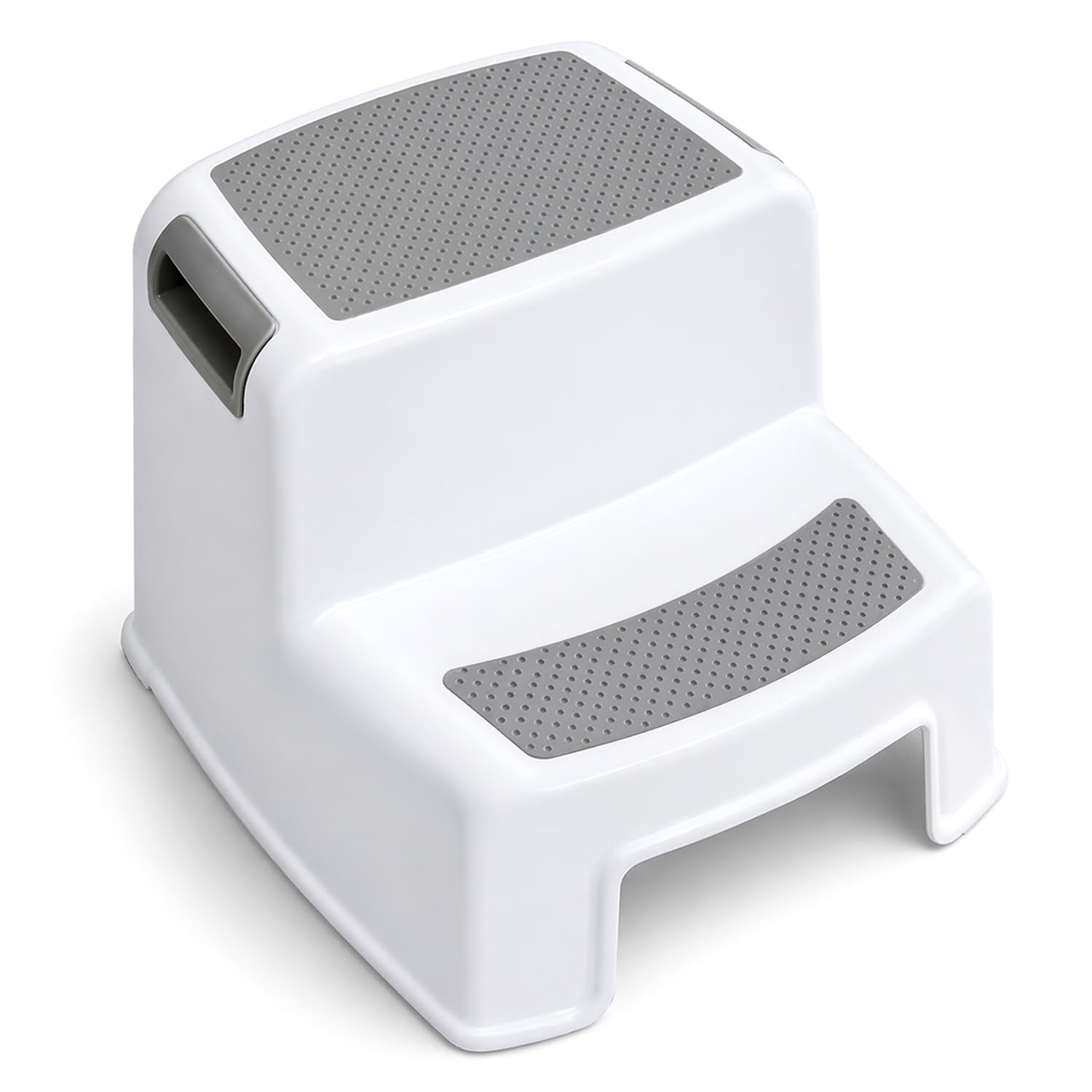 Flatro Toddler Step Stool | Non-Slip Toilet Steps for Toddlers | (White) Toddler Kitchen Stool with Dual-Handles for Portability | Double Step Stool for Kids Bathroom Training (1 Pack)