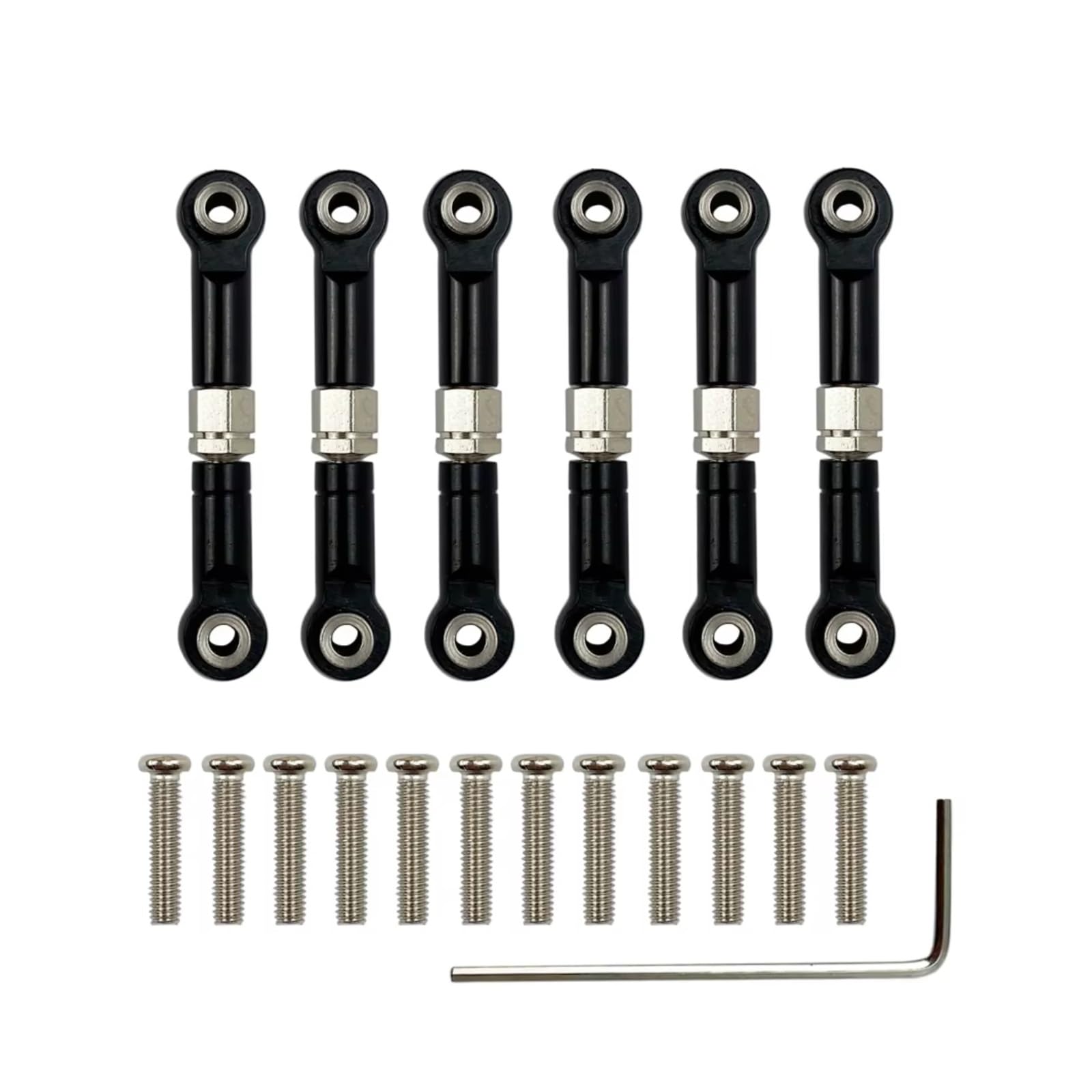 Rc Special Connecting Rod for Wltoys A949 A959 A969 A979 K929 1/18 6Pcs Adjustable Metal Linkage Pull Rod Servo Link Rc CRA Parts Accessories Replacement and Use(Black)