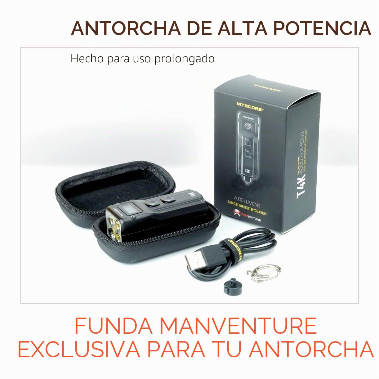 Nitecore T4K - Lámpara para adulto, unisex, color negro, grande