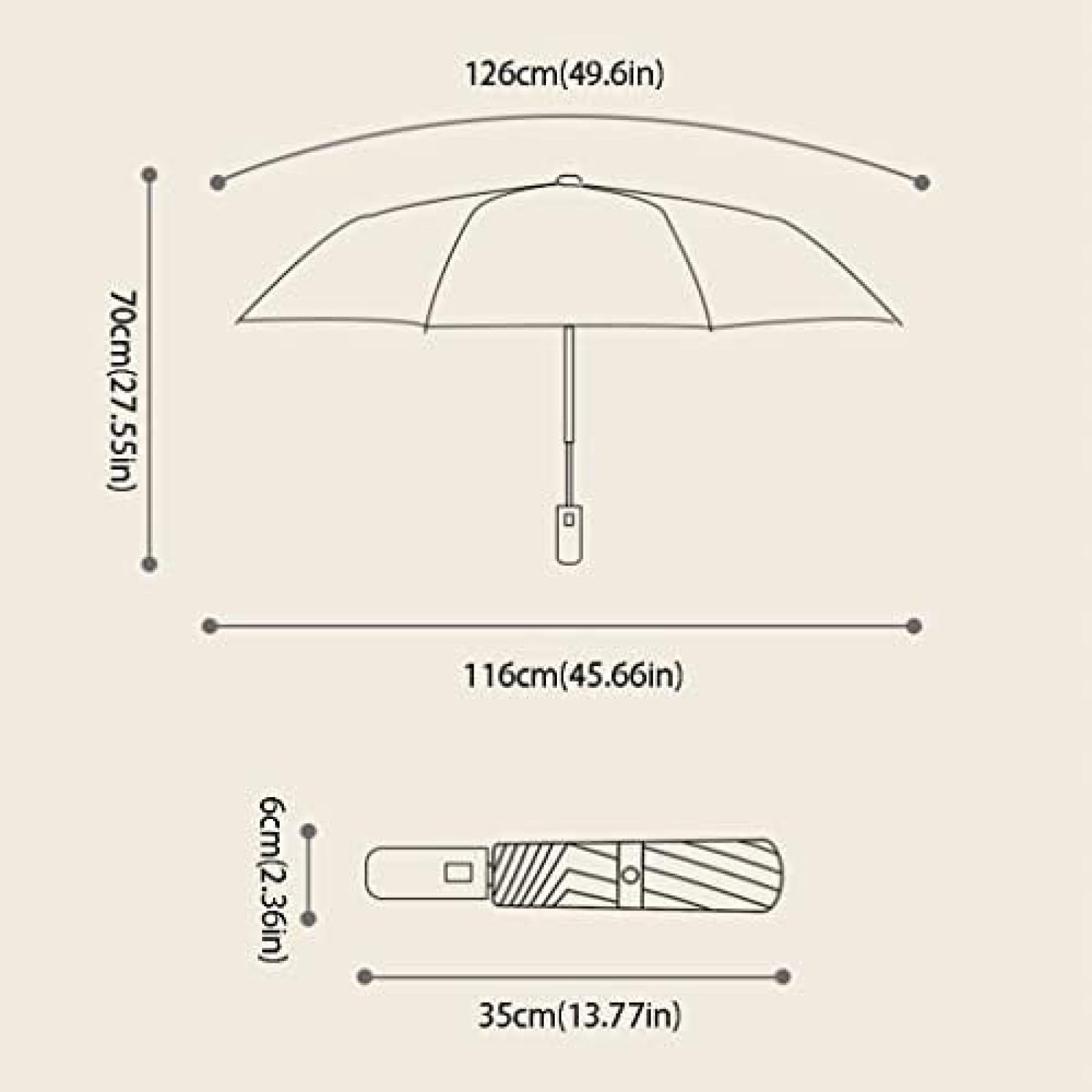 Genérico Paraguas Automático Plegable, Resistente Al Viento Y A La Lluvia