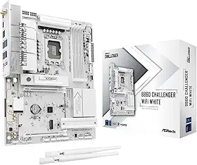 ASRock Placa-mãe B860 Challenger WiFi branco LGA1851 ATX, suporta processadores Intel Core Ultra Series 2, DDR5 8666+ (OC), PCIe 5.0, WiFi 7, LAN 2.5G