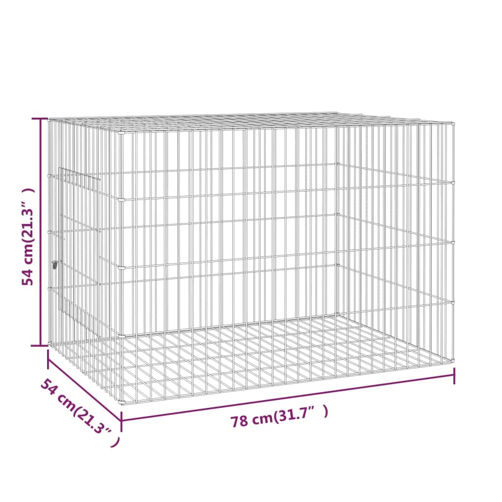 vidaXL Gabbia per conigli per interni ed esterni, per piccoli animali, recinto per conigli, recinto per animali domestici, con porta, 78 x 54 x 54 cm, ferro zincato