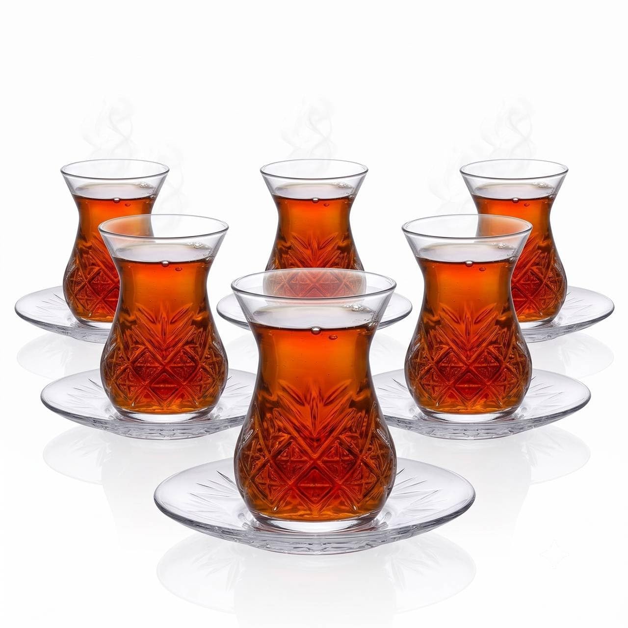 Queensway Home & Dining 150ml Turkish Tea Set, 6 Cups & Saucers